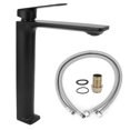 thumbnail image 1 of Grifo de agua de un solo orificio para baño, grifo de lavabo negro para lavabo caliente y frío para el hogarG1/2, 1 of 14