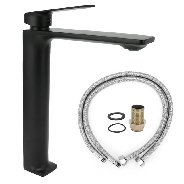 Grifo de agua de un solo orificio para baño, grifo de lavabo negro para lavabo caliente y frío para el hogarG1/2