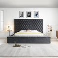 thumbnail image 2 of Pemberly Row Contemporary Velvet Upholstered Platform Queen Bed in Gray, 2 of 10