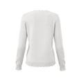 thumbnail image 6 of TEAJOPSUU Women's Fall Winter Sweaters Comfy Crew Neck Long Sleeve Ribbed Shirts Blouses Casual Solid Trendy Scalloped Hem Pullover Sweater Tops B-White, 6 of 9