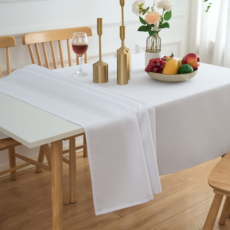 Inosoo Faux Linen Tablecloth, Waterproof, 60x84, White photo 8