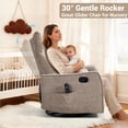thumbnail image 4 of Paproos Swivel Rocker Recliner, Fabric 360°Swivel Rocking Chair with Massage and Heat, Glider Rocking Recliner for Nursery, Small Rocker Chair Manual Recliner for Home Theater Living Room, Khaki, 4 of 11
