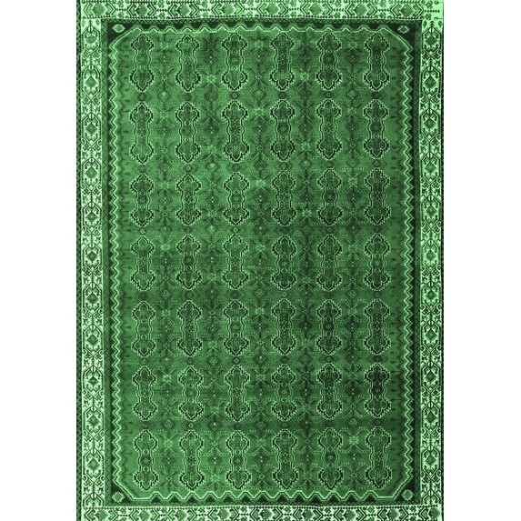 Ahgly Company Indoor Rectangle Persian Emerald Green Traditional Area Rugs, 7' x 10'