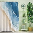 thumbnail image 2 of Shower Curtain, Watercolor Seaside Blue Brown Waves Waterproof Shower Curtain Set with Hooks for Bathroom Showers,Stalls and Bathtubs,60x72In Abstract Summer Beach, 2 of 9