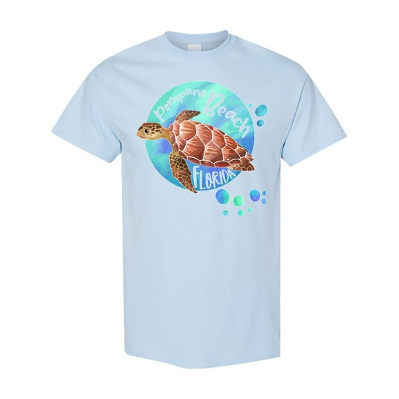 Inktastic Pompano Beach, Florida Swimming Sea Turtle with Bubbles T-Shirt