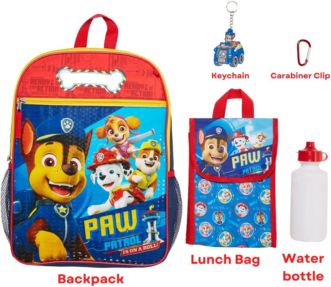 Paw Patrol Kids Backpacks with Lunch Bag and Water Bottle 5 Piece Set 16 inch - image 3 of 8