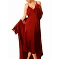 thumbnail image 2 of Women'S Casual Sleeveless V-Neck Suspender Maxi Dress Nightdress Satin Home Clothes Wine Red M, 2 of 10