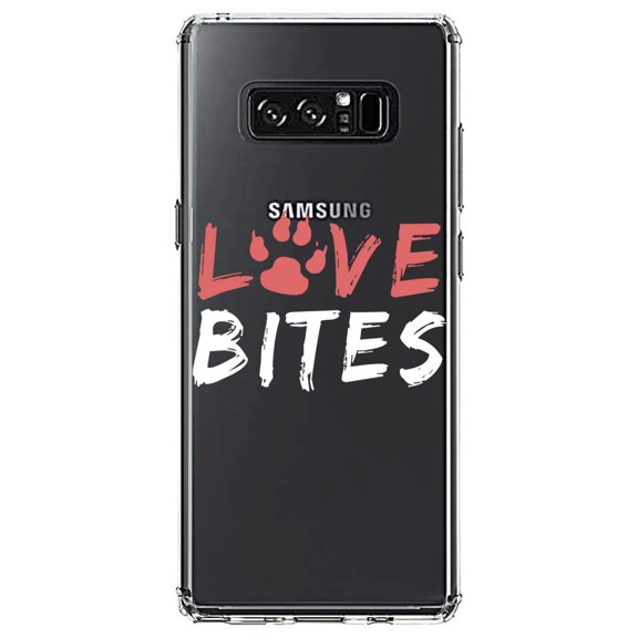 DistinctInk Clear Shockproof Hybrid Case for Samsung Galaxy Note 8 - TPU Bumper Acrylic Back Tempered Glass Screen Protector - Love Bits - Dog Paw