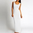 thumbnail image 3 of Wweixi Robe Femme Couleur Unie Long Gilet Sans Manches Aguichant Coupe Ajustée Maxi Robe, Blanc, TTG, 3 of 5