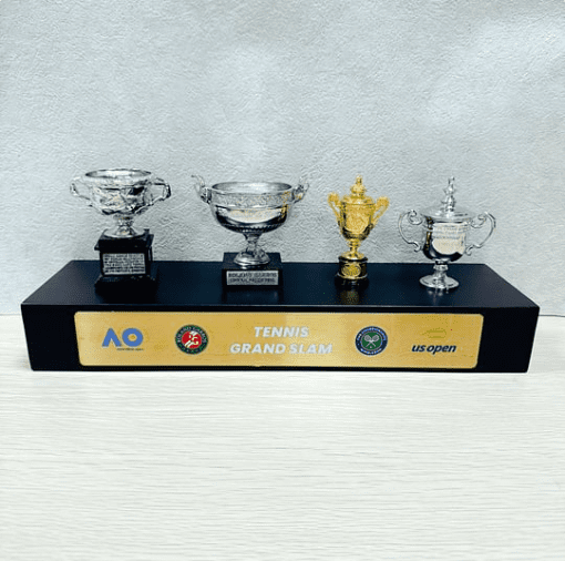 Tennis Trophy Box Men Grand Slam Set Metal Trophy 8 cm Trophy with Display Case, Christmas Halloween Gifts