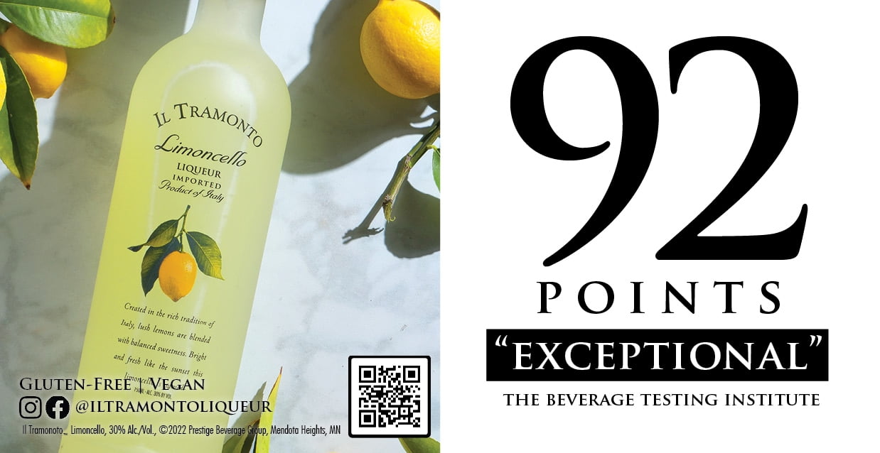 Il Tramonto Limoncello Italian Lemon Liqueur 60 Proof 750ml Glass Bottle