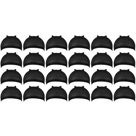 Crispy Colletion Donna Stocking Wig Cap Unisex Stretchy Wig Caps One Size Black (24PCS)