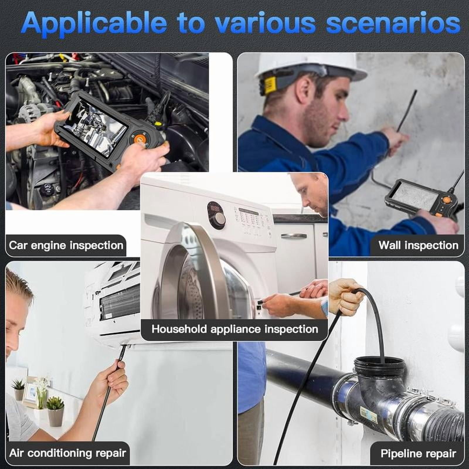 Endoscope Camera with Light - 4.3" LCD Screen Inspection Cameras,IP67 Waterproof Borescope with 8 Adjustable LED Lights,HD 1080P Endoscope Camera 16.5ft Semi-Rigid Cord