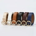 thumbnail image 4 of Faithtur Ceinture Unisexe Couleur Unie Boucle Ronde Cuir Souple Résistant à l'Usure Mode Rétro Classique, 4 of 4