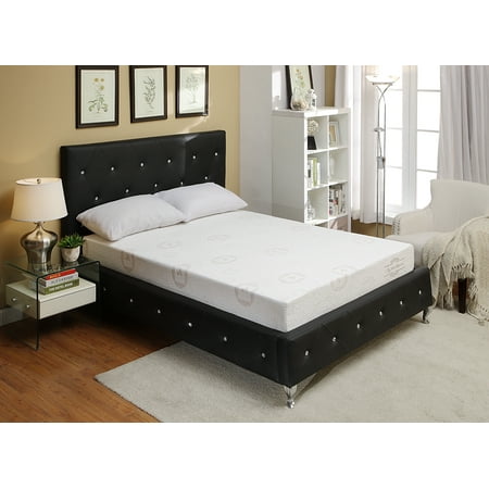 - AC Pacific Black Modern Crystal Tufted Cal King Bed
