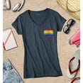 thumbnail image 3 of S4E Women's Gay Rainbow Heart LGBTQ Pride Slim Fit V-Neck T-Shirt X-Large Charcoal, 3 of 4
