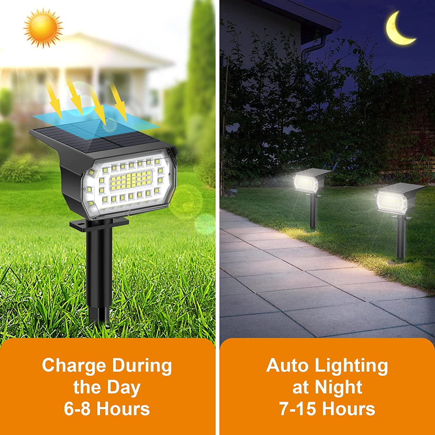 Solar Spot Lights Outdoor, [8 Pack/76 LED] 2-in-1 Solar Landscape Spotlights, 3 Modes IP65 Waterproof Dusk to Dawn Solar Powered Flood Wall Lights for Outside Yard Garden Pathway(Cool White)