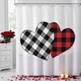 thumbnail image 2 of Valentine's Day Shower Curtain Love Heart Bathroom Curtains with Hooks, Waterproof Fabric Romantic Red Black Buffalo Plaid Bath Shower Curtains Set for Bathroom Bathtubs Valentines Decor 72x72 Inch, 2 of 9