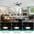 thumbnail image 3 of Dextrus 48in Black Ceiling Fans with Light and Remote, Dimmable Fanlight for Indoor Outdoor, Light Fan with Stepless Color Temperature, Memory Function, Night Light Mode,4 Blades, 3 of 12