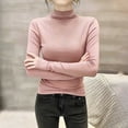 thumbnail image 7 of ClodeEU Womens Turtleneck Long Sleeve Shirts,Ribbed Slim Fit Basic Lightweight Thermal Underwear Tops Pink,Womens Plus M, 7 of 7