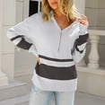 thumbnail image 4 of Fall Sweaters Womens Knit Pullovers Fashion Color Block Zipper Pullover Tops Long Sleeve Sweatshirt Blouses, 4 of 5