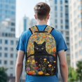 thumbnail image 3 of KUIFORTI Floral Black Cat Childrens Backpack 17 Inch Fashion Kids School Bookbag with Side Pockets Suitable for Elementary Primary Middle Back to School Gifts for Girls, 3 of 7