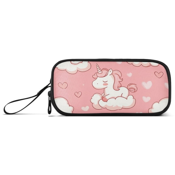 Valentine Clouds Unicorns Hearts Pencil Case Stationary Holder Pen Bag Pencil Pouch Tool Organizer 3 Compartments