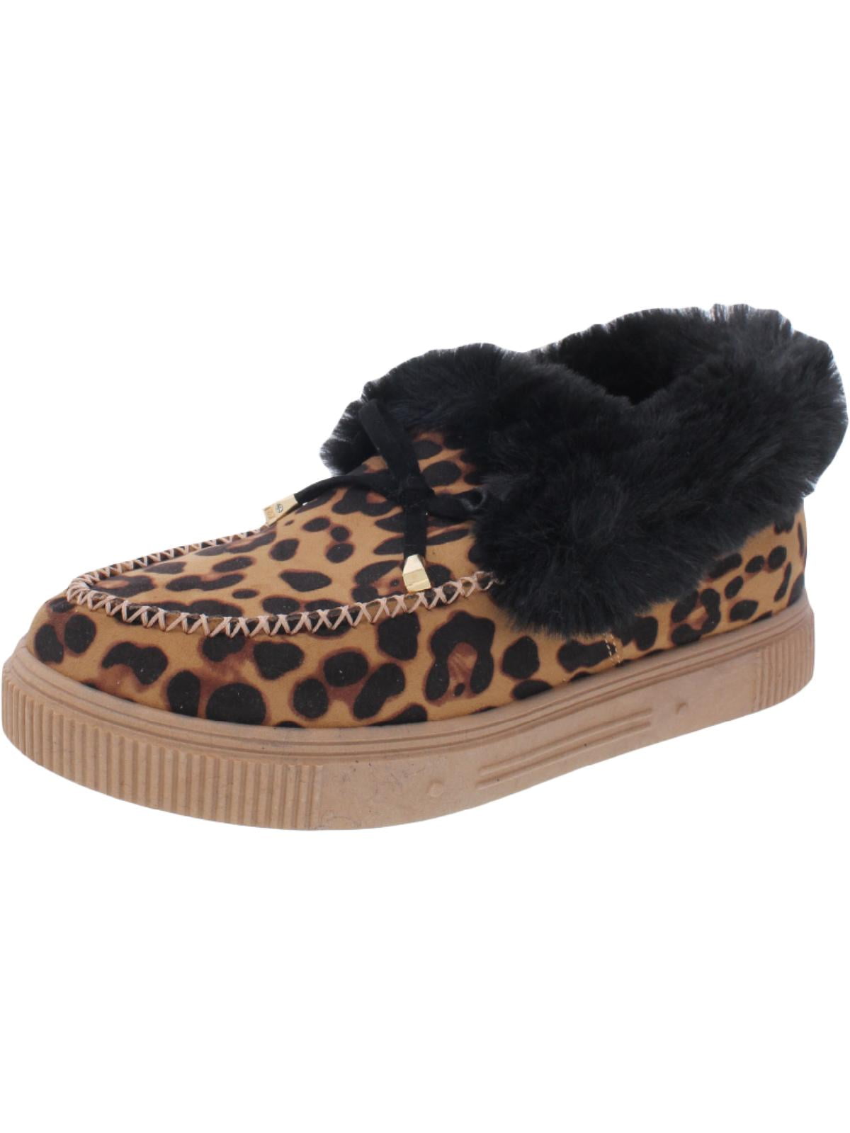 Journee Collection Womens Midnight Faux Fur Lined Leopard Print