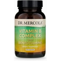 Dr. Mercola Vitamin B Complex, 30 Servings (60 Capsules), with Benfotiamine, Dietary Supplement, Supports Energy Production, Non-GMO