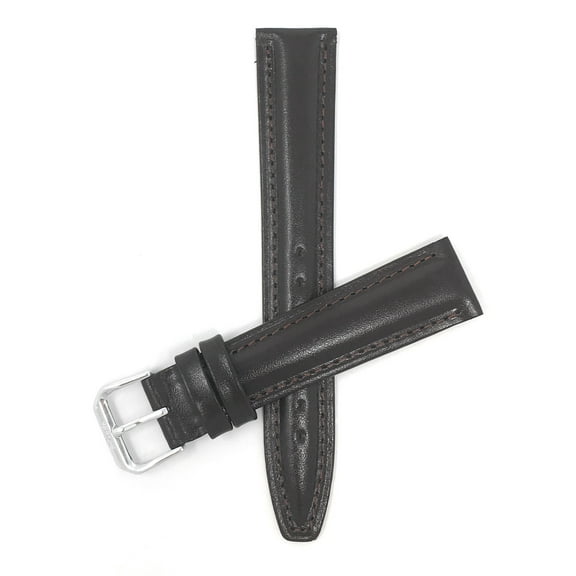 Bandini Extra Long (XL) 18mm Italian Leather Watch Band Strap - Brown - Semi-Glossy - Padded