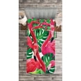 thumbnail image 3 of Ambesonne Flamingo Quilted Bedspread Set 2 Pcs, Retro Exotic Leaves, Twin Size, Pink Green, 3 of 3