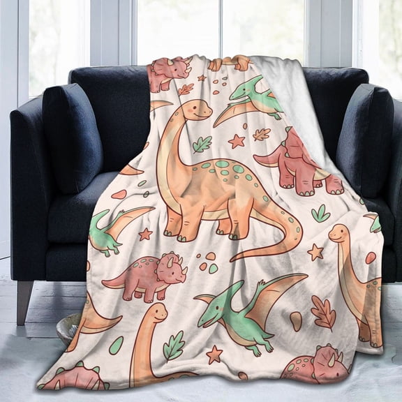 Dinosaur Blanket Throw Cute Soft Flannel Bed Blankets for Sofa Couch Home Decor All Season Cozy Warm Lightweight Decorative Plush Bedding Cover 50x40