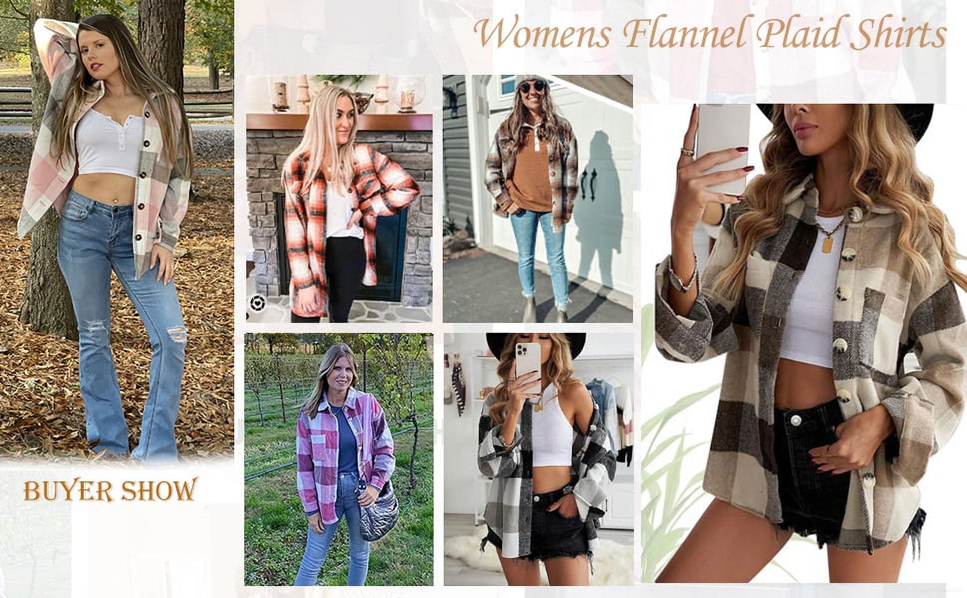 Fantaslook Women's Plaid Flannel Shacket Jacket photo 7
