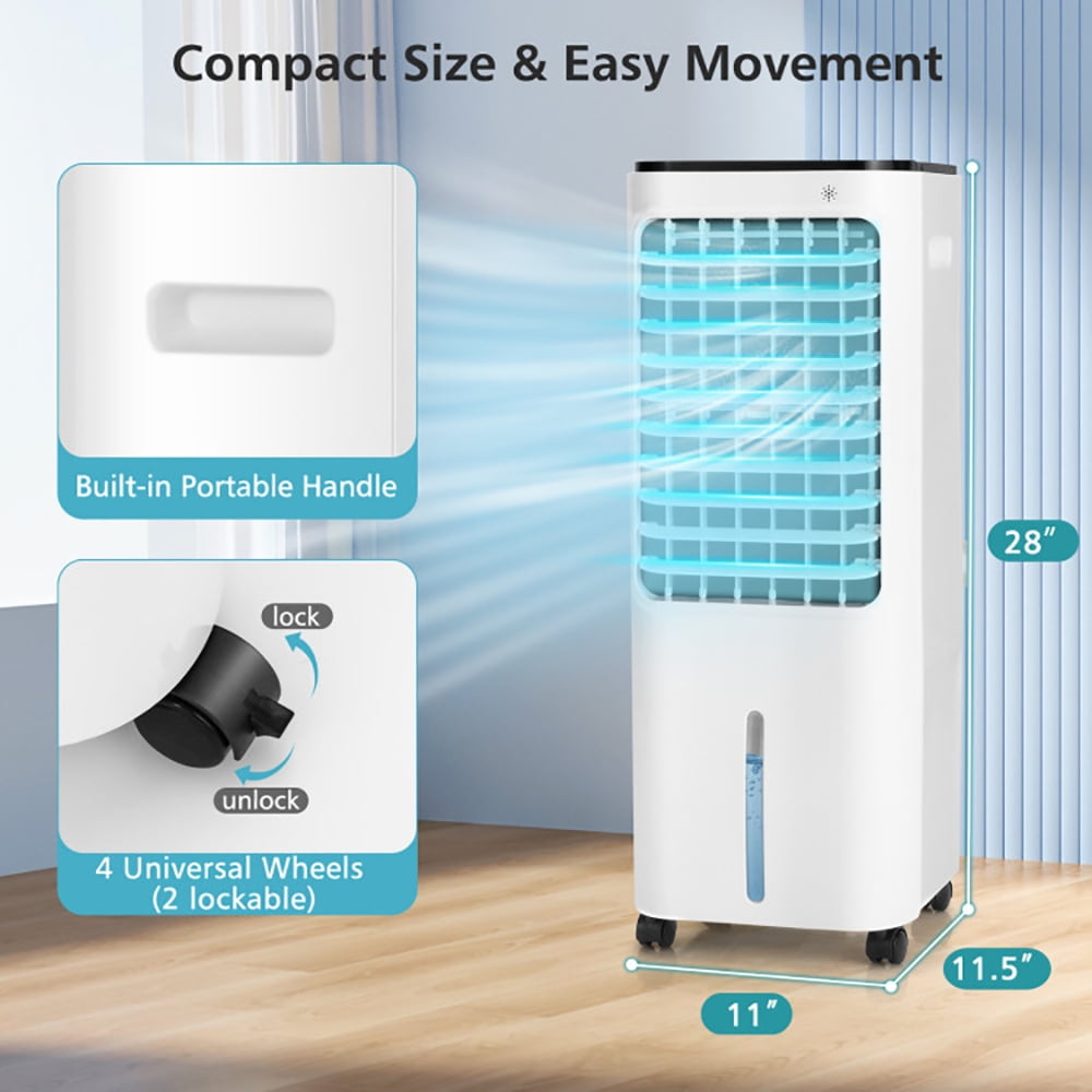 Spaco 4-in-1 Evaporative Air Cooler with 12L Water Tank and 4 Ice Boxes-White, Air Conditioners, Mist Cooling Fan, Portable Ac Units for Rooms, Bedroom, Office, RV and Camping
