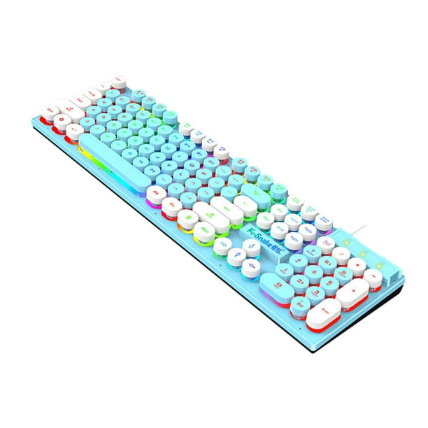 para juegos 104 teclas Función multimedia con retroiluminación USB con cable para Gamer PC blanco perfke Teclado para juegos