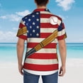 thumbnail image 4 of KLL American Flag And Baseball Pattern Men's Hawaiian Shirt Short Sleeve Button Down Beach Shirts,Small, 4 of 7