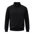 thumbnail image 6 of Men’s Waffle Knit Full Zip Track Jacket, Stand Collar Long Sleeve Casual Athletic Warm Outerwear Coat Size 3XL Black, 6 of 6