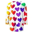 thumbnail image 5 of Enjoytime Valentines Day Shirt for Women Heart Printed Crewneck 3/4 Sleeve Blouses Fashion Casual Loose Plus Size Tops Yellow XXXL, 5 of 5