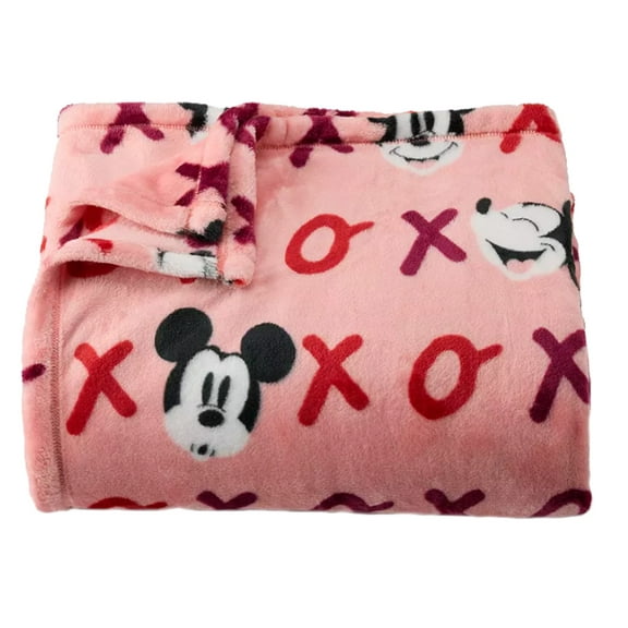 The Big One Plush Throw Blanket Mickey Minnie Pink XO Polyester 60 x 72