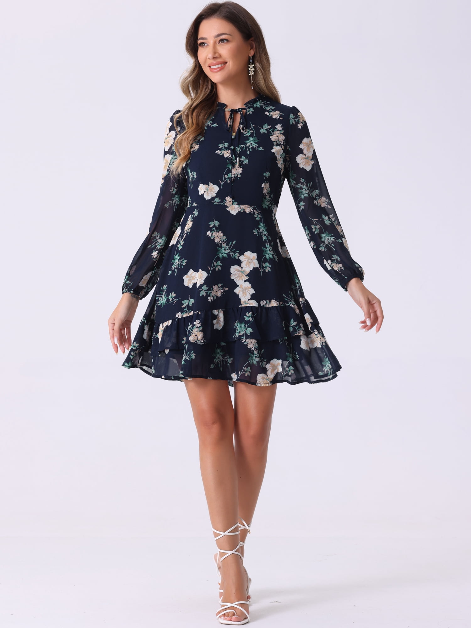 DARING DIVA Layered Tiered Semi Sheer Chiffon Mini Dress XL Navy Blue