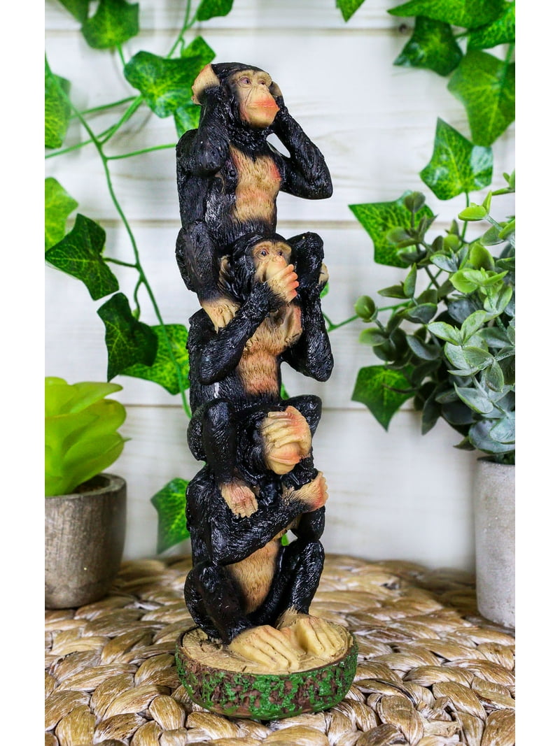 Ebros Stacked See Hear Speak No Evil Monkeys Resin Figurine 8