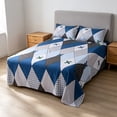 thumbnail image 7 of AuroraX Bed Sheets Queen Size Flat Sheets Cooling,Geometric Print Blue Sold Separately Double Bed Sheet for Summer, 7 of 7