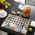 thumbnail image 4 of Blue White Pumpkins Fall Placemats Set of 6, Thanksgiving Maple Leaf Plaid Washable Wipeable Table Mats for Dining Tables, Indoor Outdoor Kitchen Place Mats for Holiday Party Table Decor, 4 of 9