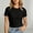 Black, variant on DuoJiaJ Womens Short Sleeve Top, Crew Neck Slim Fit Semi Transparent Workout Black L