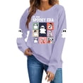 thumbnail image 5 of Spooky Season Sweatshirt Womens Ghost Graphic Pullover Crew Neck Long Sleeve Loose Fit Casual Fall Tops Ribbed Cuffs and Hem Cute Halloween Long Sleeve Sweatshirt, 5 of 7