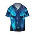 thumbnail image 2 of Lsque Futuristic Blue Light Wolf print Men's Cuban Collar Short Sleeve Shirt Summer Beachwear Casual Button Down Fashionable Vacation Leisure Shirt-Medium, 2 of 7