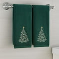 thumbnail image 2 of Serafina Home Christmas Bathroom Hand Towels – Set of 2 Green 100% Cotton Embroidered Christmas Tree with Red Ornaments & Gold Star Design – 25 x 16” Decorative Bath & Kitchen Towels, 2 of 6