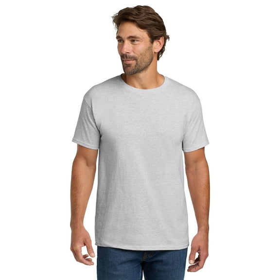 Hanes Essential-T Men T-Shirt, Short Sleeve Crew Neck, Classic Fit Cotton Tee, Ash, S