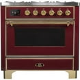 thumbnail image 2 of ILVE Majestic II 36" LP Glass Door Stainless Steel Metal Range in Burgundy/Brass, 2 of 3