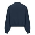 thumbnail image 5 of Women's Crop Jacket No Hood Button up Sweatshirt Cargo Short Coat Long Sleeve Casual 2025 Fall Fashion Clothes (XL, Navy), 5 of 6
